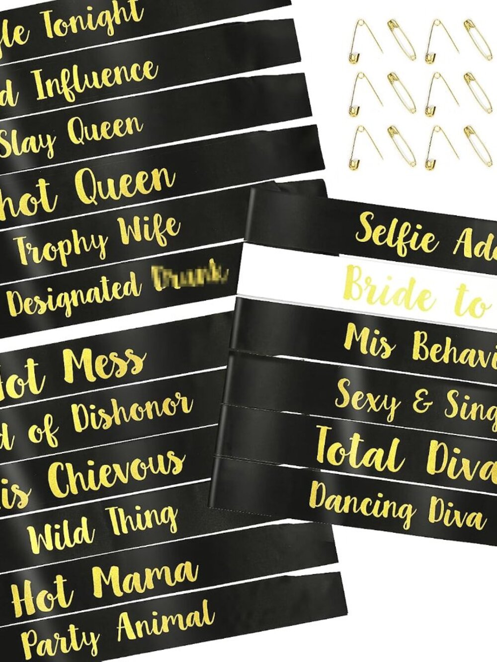 18 Pack Bachelorette Sashes for Bridal Party - 17 Black Team Bride Sashes with 1
